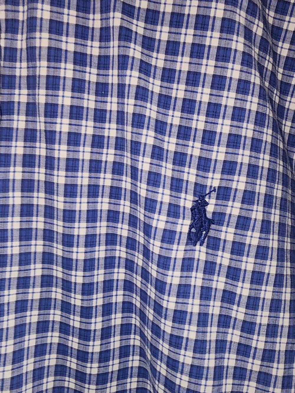 Ralph Lauren Blue and White Plaid Short Sleeve Button-Down Shirt - Picture 2 of 4